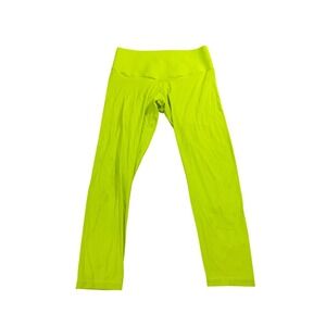 Aerie OFFLINE High Waisted Leggings Neon Lime Green Athleisure Running M/L